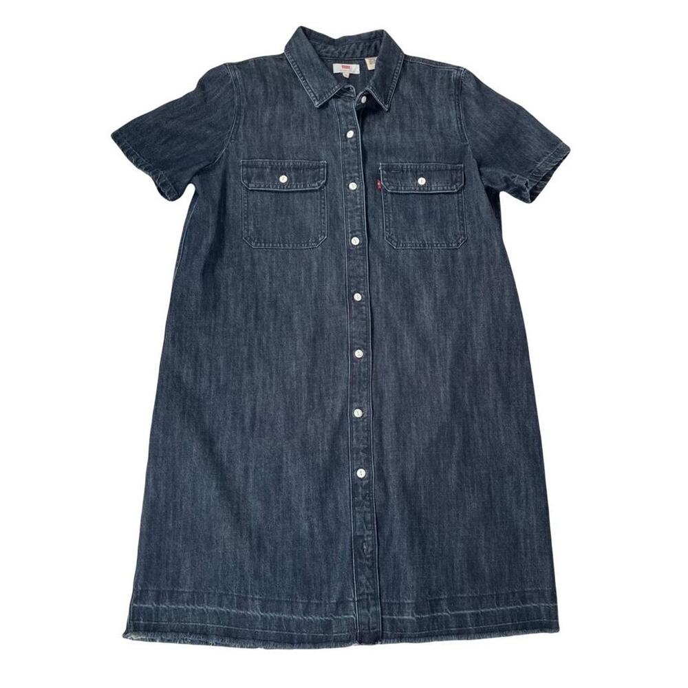 Levi's Womens Medium Denim Shirt Button Short Sleeve Dress